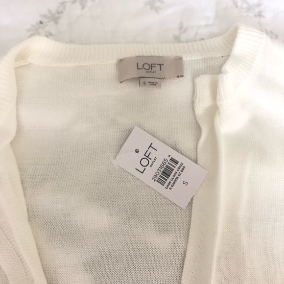 Loft Ivory 3/4 Sleeve Open Front Cardigan Size S - Picture 2 of 5